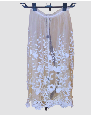 White embroidered tulle skirt