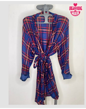 Checked kimono with belt